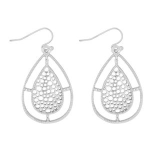 SILVER BOHEMIAN FILIGREE TEARDROP DANGLE EARRINGS